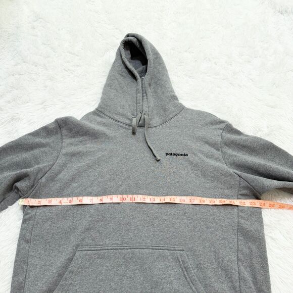 Men Patagonia Logo Graphic Print Relaxed Fit Hoodie in Medium Gray Size Large - Picture 6 of 8
